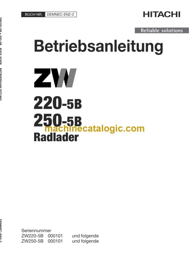 Hitachi ZW220-5B, ZW250-5B Radlader Betriebsanleitung (DEMNEC-EN2-2) – Deckblatt