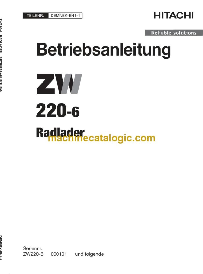 Hitachi ZW220-6 Radlader Betriebsanleitung (DEMNEK-EN1-1) – Deckblatt