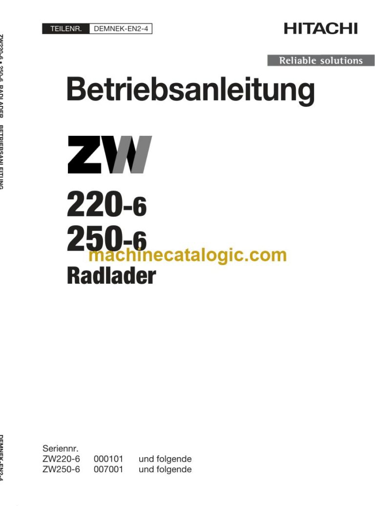 Hitachi ZW220-6, ZW250-6 Radlader Betriebsanleitung (DEMNEK-EN2-4) – Deckblatt