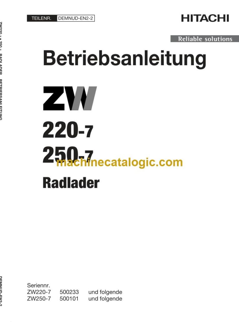Hitachi ZW220-7, ZW250-7 Radlader Betriebsanleitung (DEMNUD-EN2-2) – Deckblatt