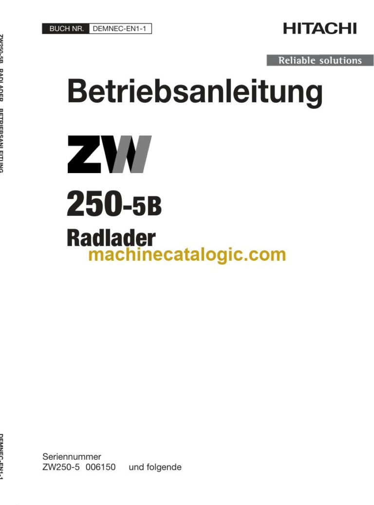 Hitachi ZW250-5B Radlader Betriebsanleitung (DEMNEC-EN1-1) – Deckblatt