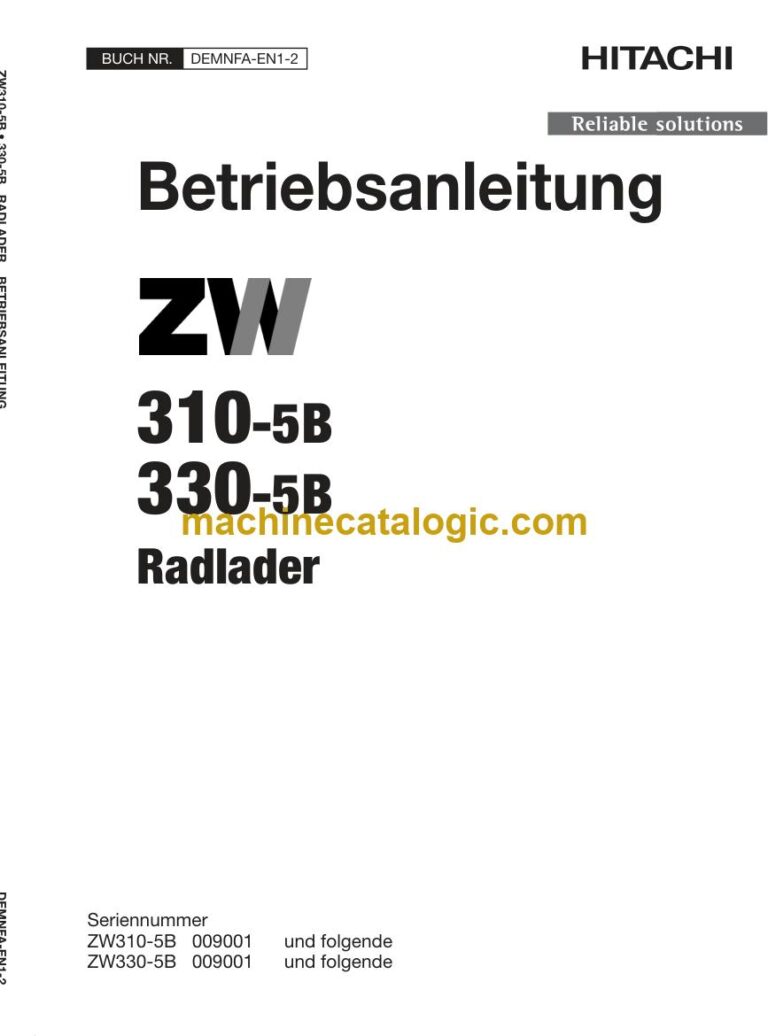 Hitachi ZW310-5B, ZW330-5B Radlader Betriebsanleitung (DEMNFA-EN1-2) – Deckblatt