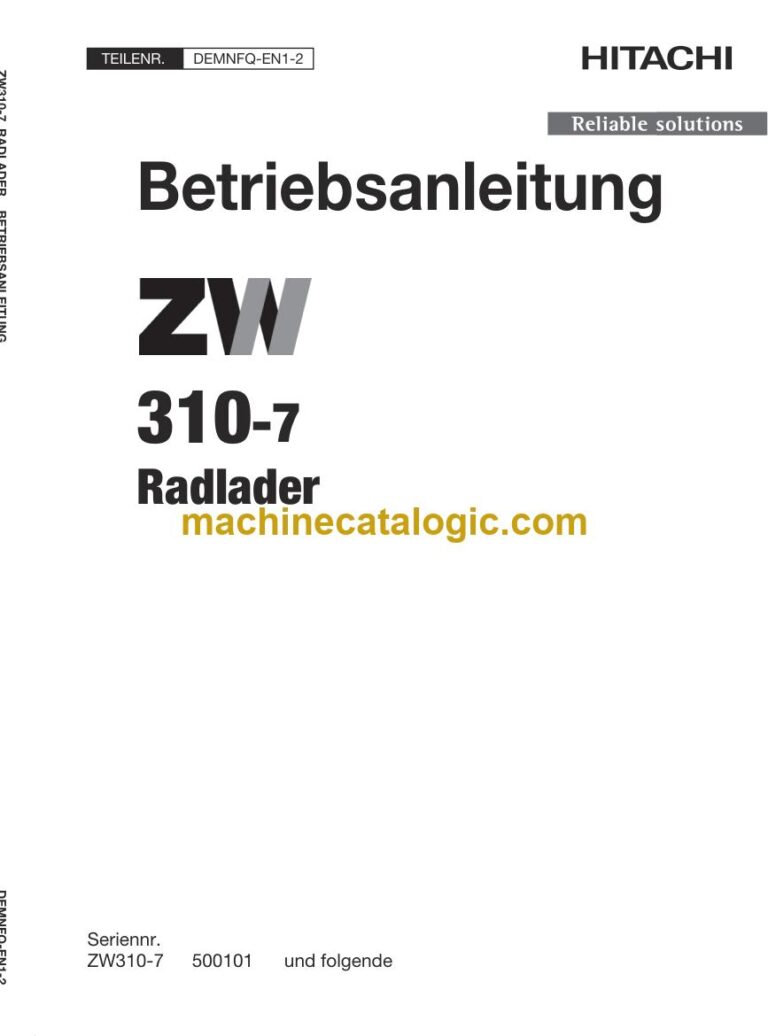 Hitachi ZW310-7 Radlader Betriebsanleitung (DEMNFQ-EN1-2) – Deckblatt