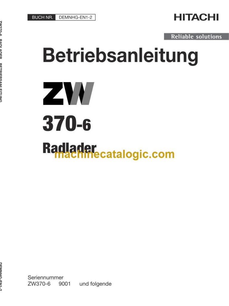 Hitachi ZW370-6 Radlader Betriebsanleitung (DEMNHG-EN1-2) – Deckblatt
