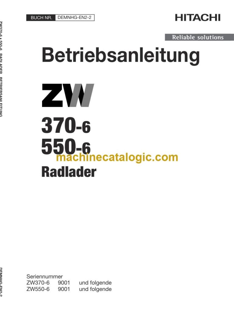 Hitachi ZW370-6, ZW550-6 Radlader Betriebsanleitung (DEMNHG-EN2-2) – Deckblatt