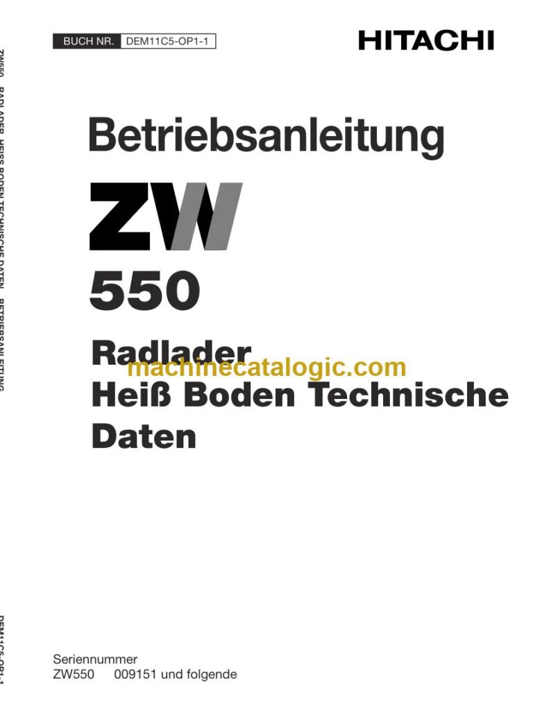 Hitachi ZW550 Radlader Betriebsanleitung (DEM11C5-OP1-1) – Deckblatt