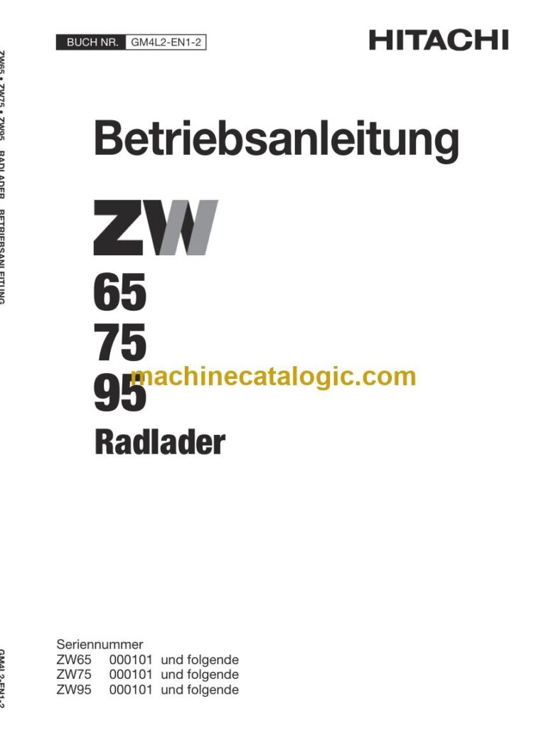 Hitachi ZW95 Radlader Betriebsanleitung (GM4L2-EN1-2) – Deckblatt