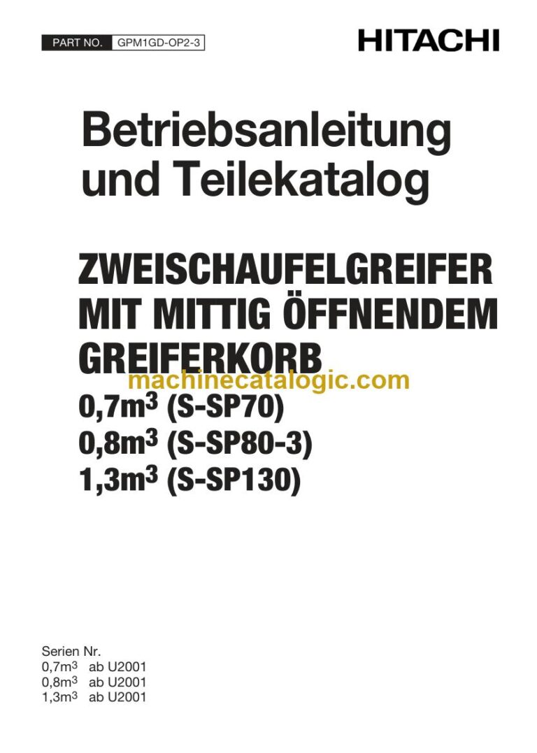 Hitachi SP70, SP80-3 Greifer Betriebsanleitung (GPM1GD-OP2-3) – Deckblatt
