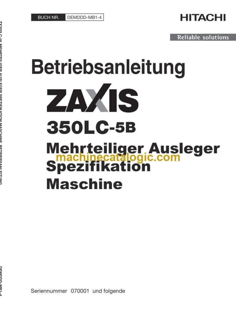 Hitachi ZX350LC-5B Hydraulikbagger Mehrteiliger Ausleger Betriebsanleitung (DEMDDD-MB1-4) – Deckblatt