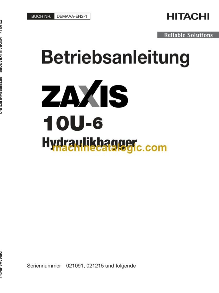 Hitachi ZX10U-6 Hydraulikbagger Betriebsanleitung (DEMAAA-EN2-1) – Deckblatt