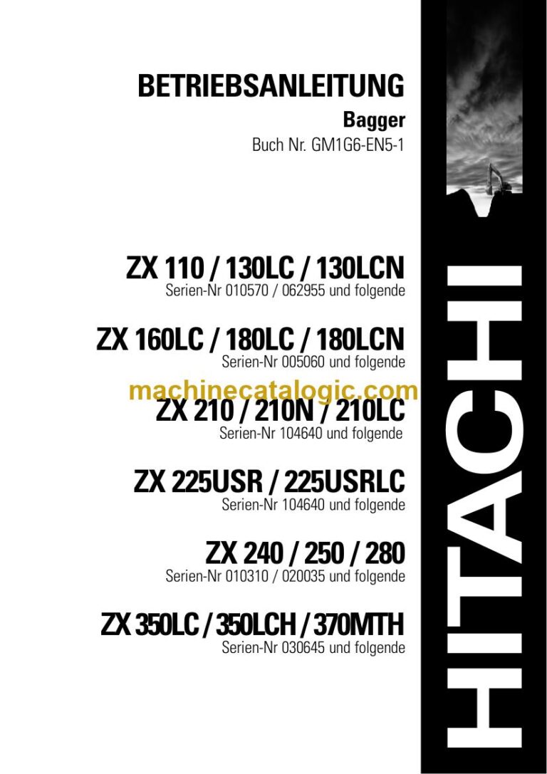 Hitachi ZX210, ZX210LC Hydraulikbagger Betriebsanleitung (GM1G6-EN5-1) – Deckblatt