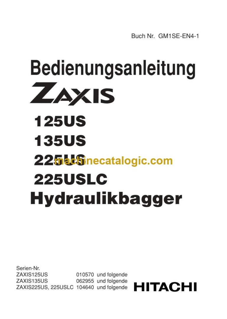 Hitachi ZX125US, ZX135US Hydraulikbagger Betriebsanleitung (GM1SE-EN4-1) – Deckblatt