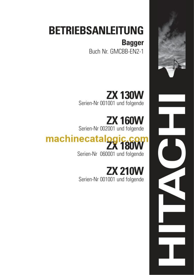 Hitachi ZX130W, ZX160W Radbagger Betriebsanleitung (GMCBB-EN2-1) – Deckblatt