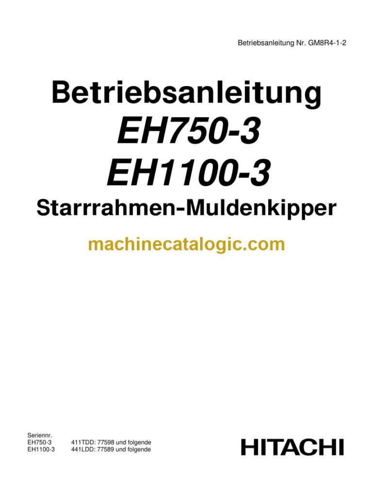 Hitachi EH750-3, EH1100-3 Muldenkipper Betriebsanleitung (GM8R4-1-2) – Deckblatt