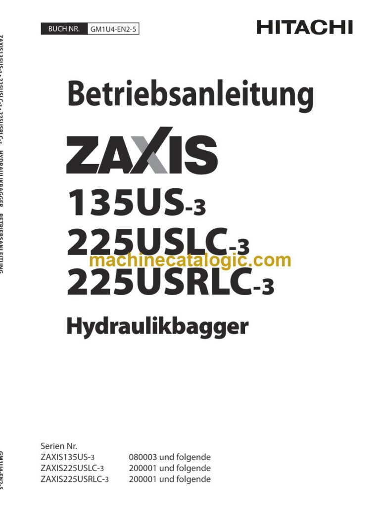 Hitachi ZX135US-3 Hydraulikbagger Betriebsanleitung (GM1U4-EN2-5) – Deckblatt