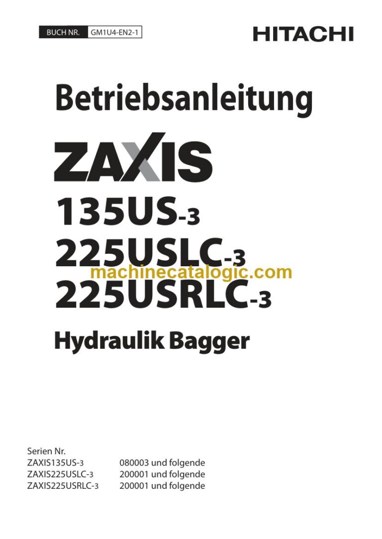 Hitachi ZX135US-3 Hydraulikbagger Betriebsanleitung (GM1U4-EN2-1) – Deckblatt