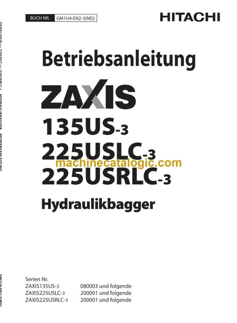Hitachi ZX225USLC-3, ZX225USRLC-3 Hydraulikbagger Betriebsanleitung (GM1U4-EN2-3-MD) – Deckblatt