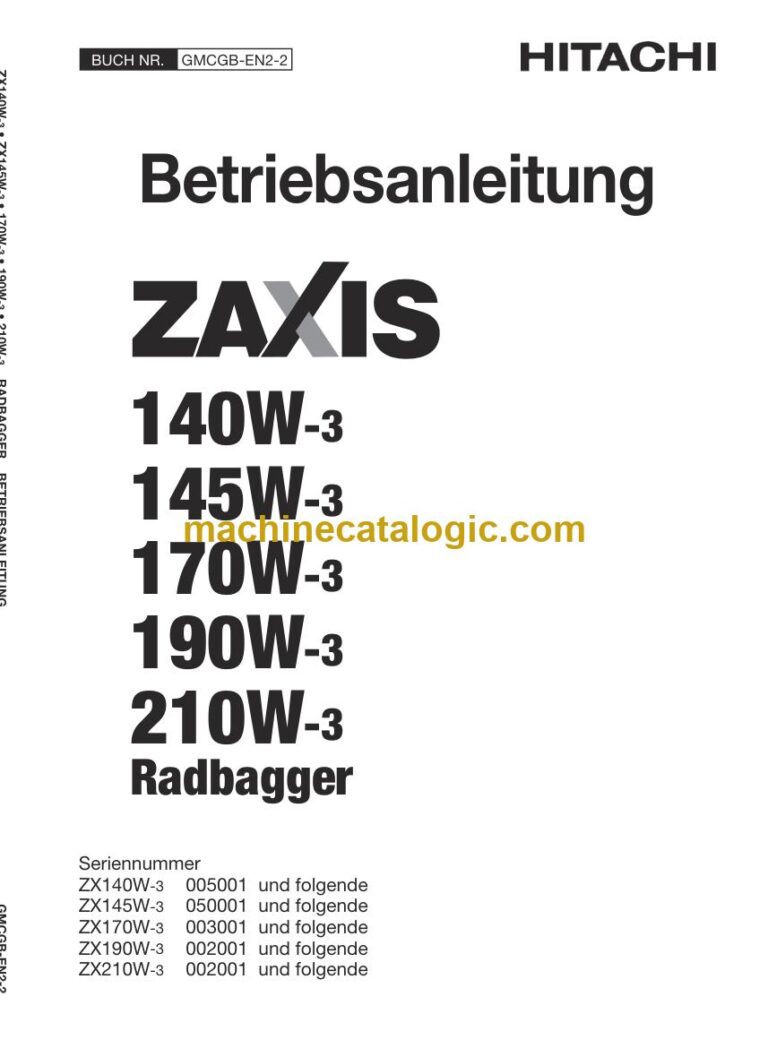 Hitachi ZX210W-3 Radbagger Betriebsanleitung (GMCGB-EN2-2) – Deckblatt