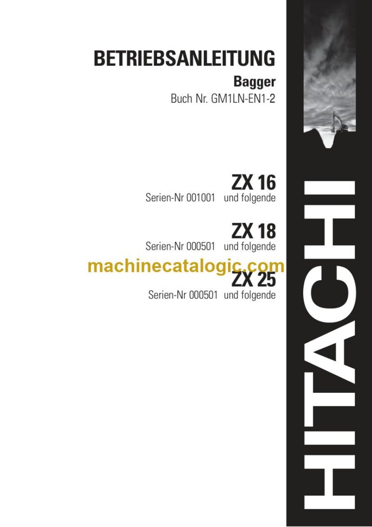 Hitachi ZX16, ZX18 Hydraulikbagger Betriebsanleitung (GM1LN-EN1-2) – Deckblatt