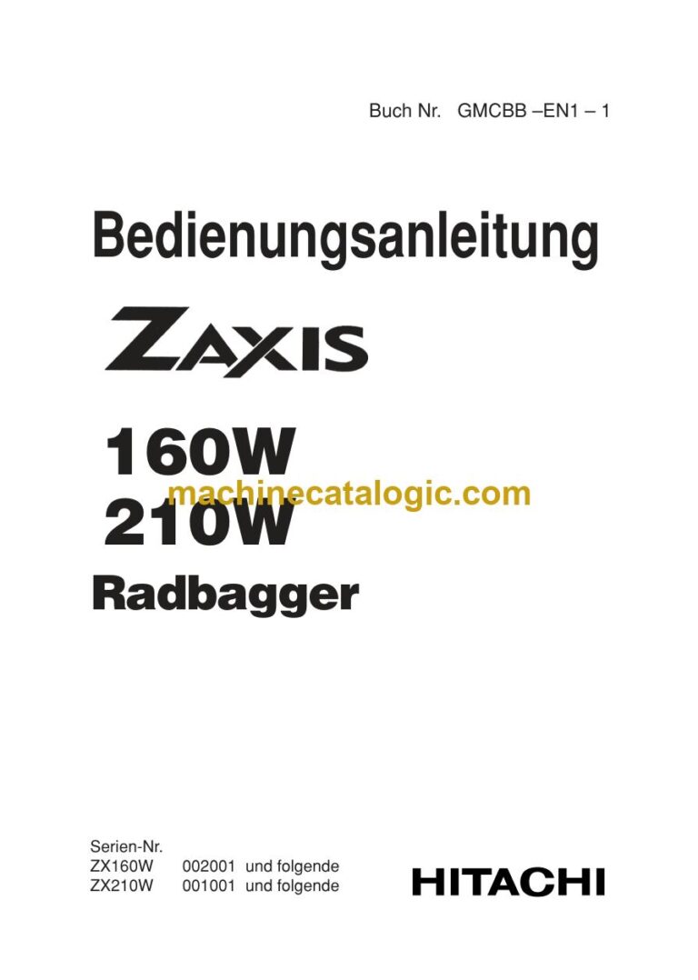 Hitachi ZX160W, ZX210W Radbagger Betriebsanleitung (GMCBB-EN1-1) – Deckblatt