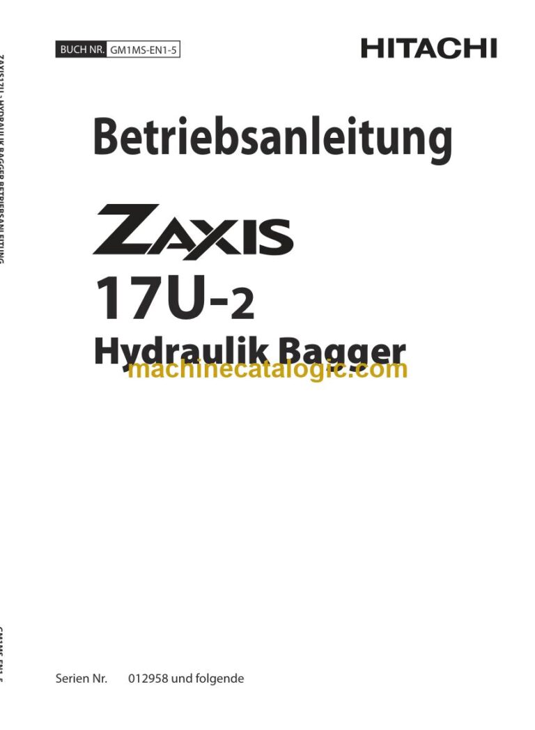 Hitachi ZX17U-2 Hydraulikbagger Betriebsanleitung (GM1MS-EN1-5) – Deckblatt