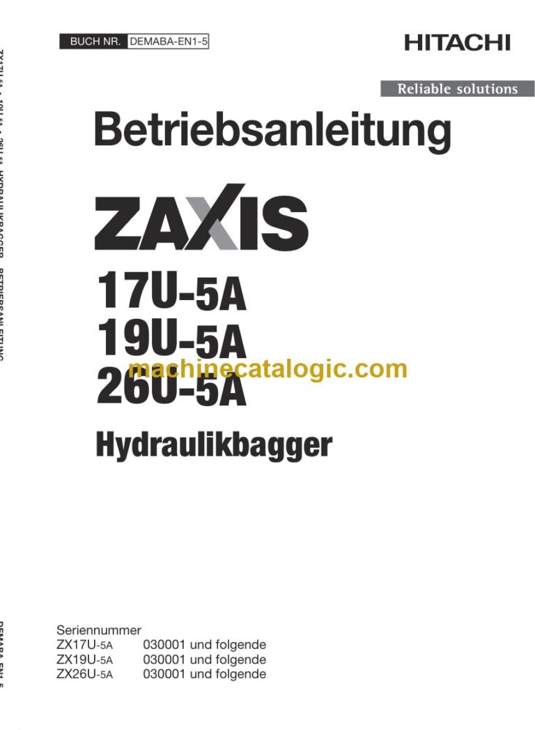 Hitachi ZX26U-5A Hydraulikbagger Betriebsanleitung (DEMABA-EN1-5) – Deckblatt