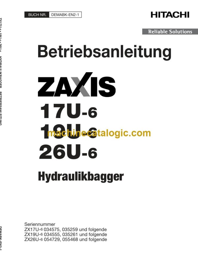 Hitachi ZX26U-6 Hydraulikbagger Betriebsanleitung (DEMABK-EN2-1) – Deckblatt