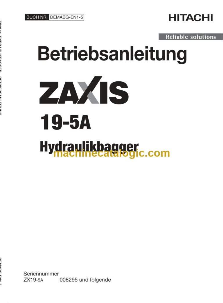 Hitachi ZX19-5A Hydraulikbagger Betriebsanleitung (DEMABG-EN1-5) – Deckblatt
