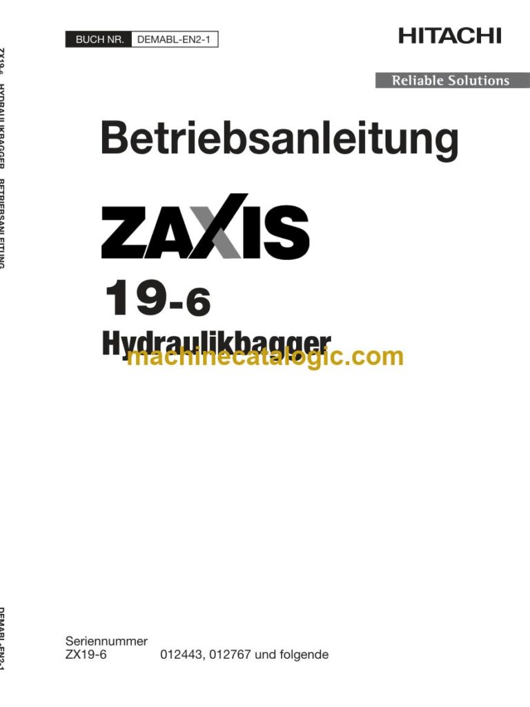 Hitachi ZX19-6 Hydraulikbagger Betriebsanleitung (DEMABL-EN2-1) – Deckblatt