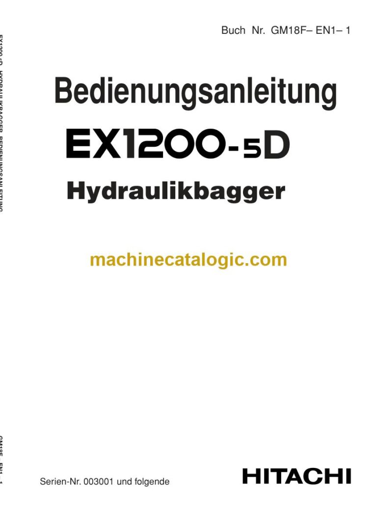 Hitachi EX1200-5D Hydraulikbagger Betriebsanleitung (GM18F-EN1-1) – Deckblatt