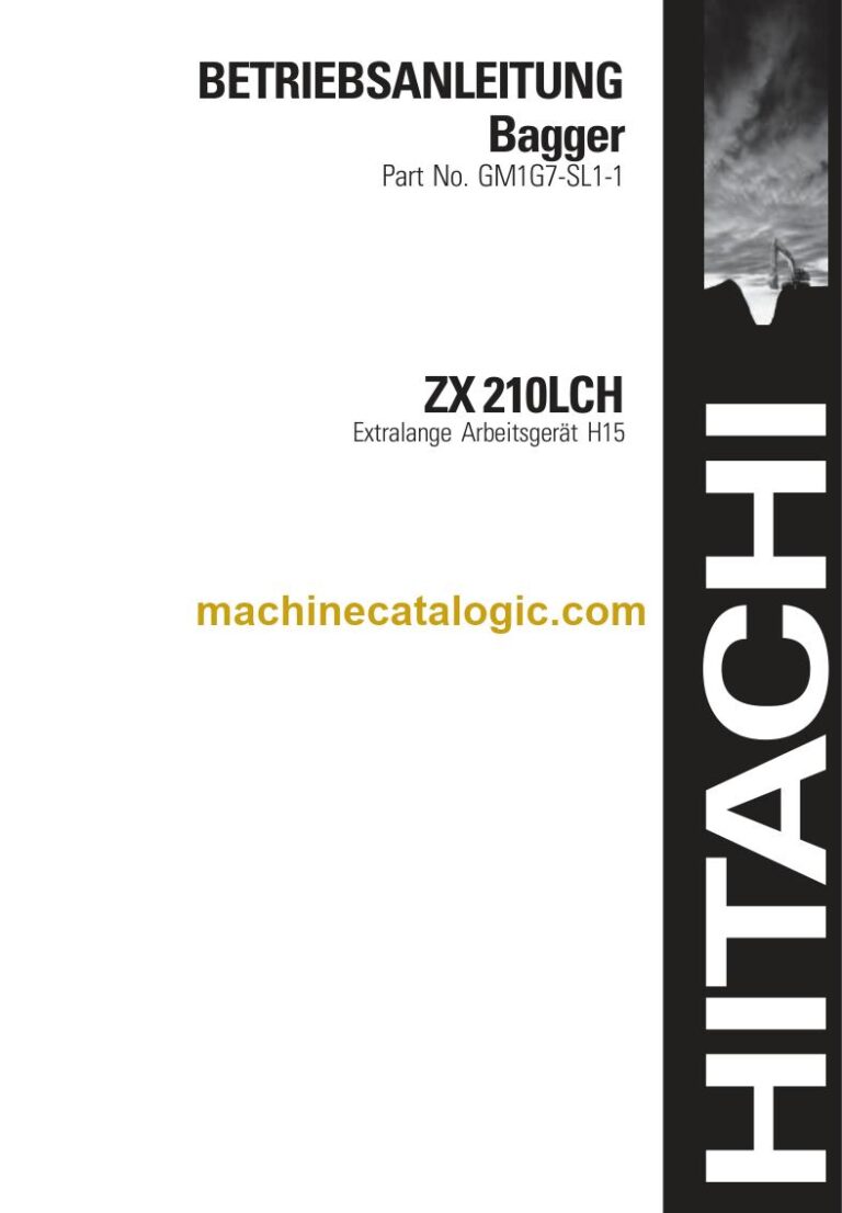 Hitachi ZX210LCH Hydraulikbagger Extralanges Arbeitsgerät (Typ H15) Betriebsanleitung (GM1G7-SL1-1) – Deckblatt