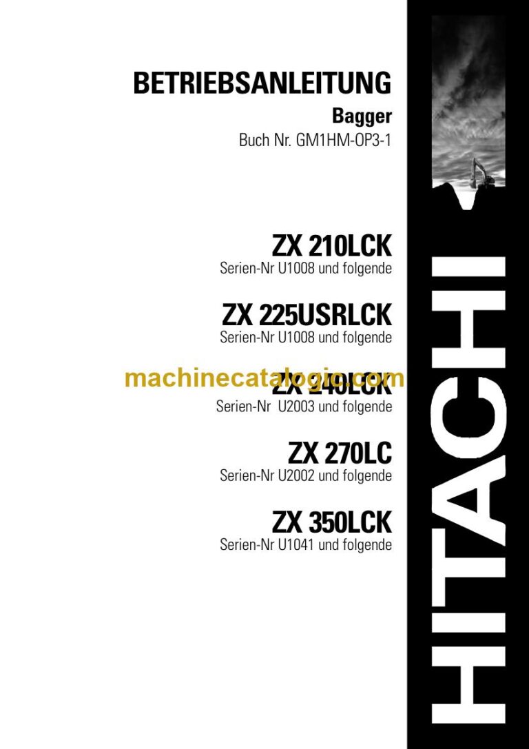 Hitachi ZX210LCK, ZX225USRLCK Hydraulikbagger Betriebsanleitung (GM1HM-OP3-1) – Deckblatt