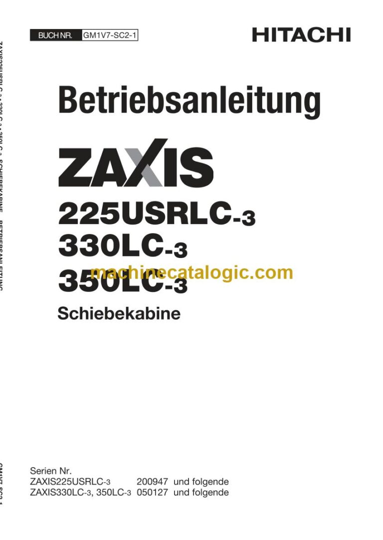 Hitachi ZX350LC-3 Hydraulikbagger Schiebekabine Betriebsanleitung (GM1V7-SC2-1) – Deckblatt