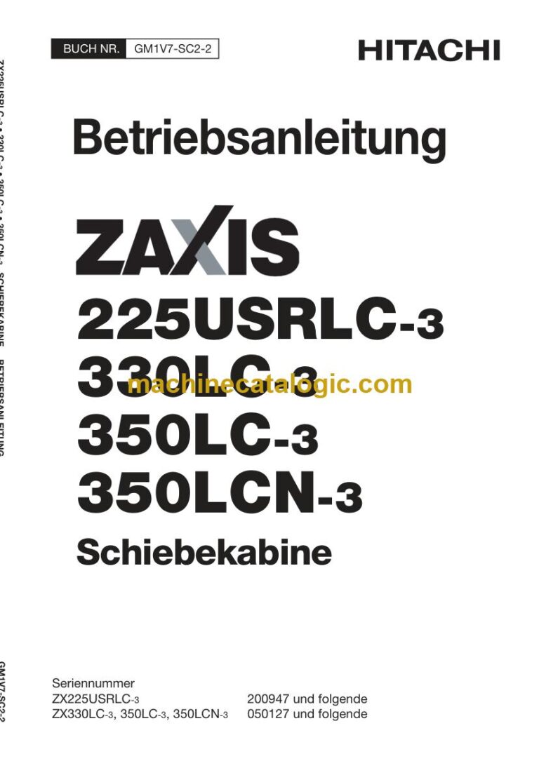 Hitachi ZX350LC-3, ZX350LCN-3 Hydraulikbagger Schiebekabine Betriebsanleitung (GM1V7-SC2-2) – Deckblatt