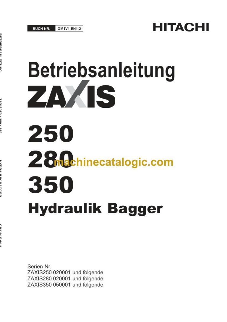 Hitachi ZX350-3 Hydraulikbagger Betriebsanleitung (GM1V1-EN1-2) – Deckblatt