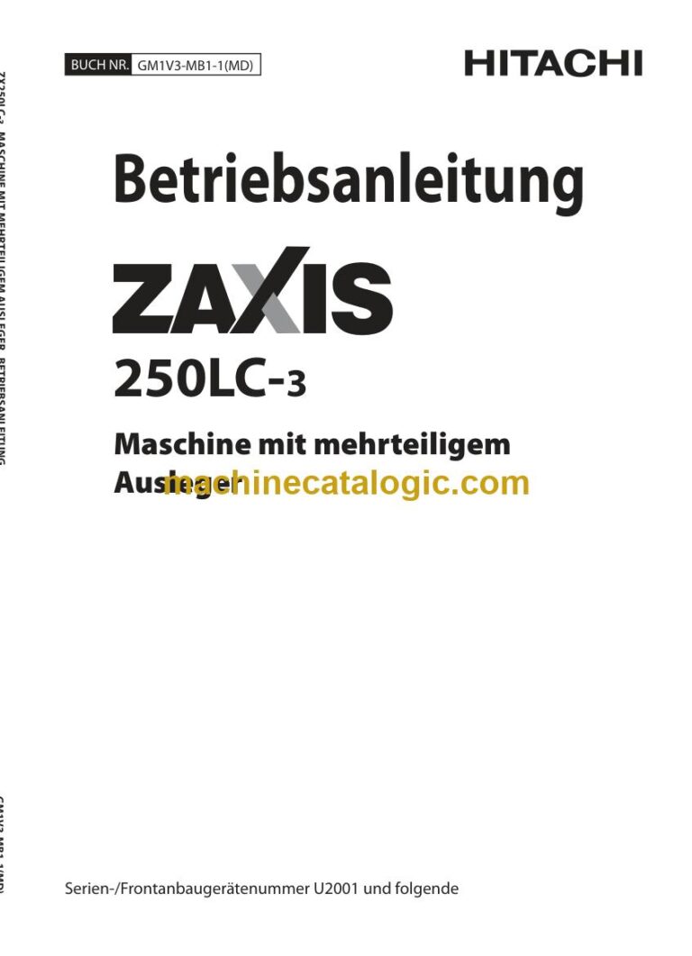 Hitachi ZX250LC-3 Hydraulikbagger Mehrteiliger Ausleger Betriebsanleitung (GM1V3-MB1-1-MD) – Deckblatt