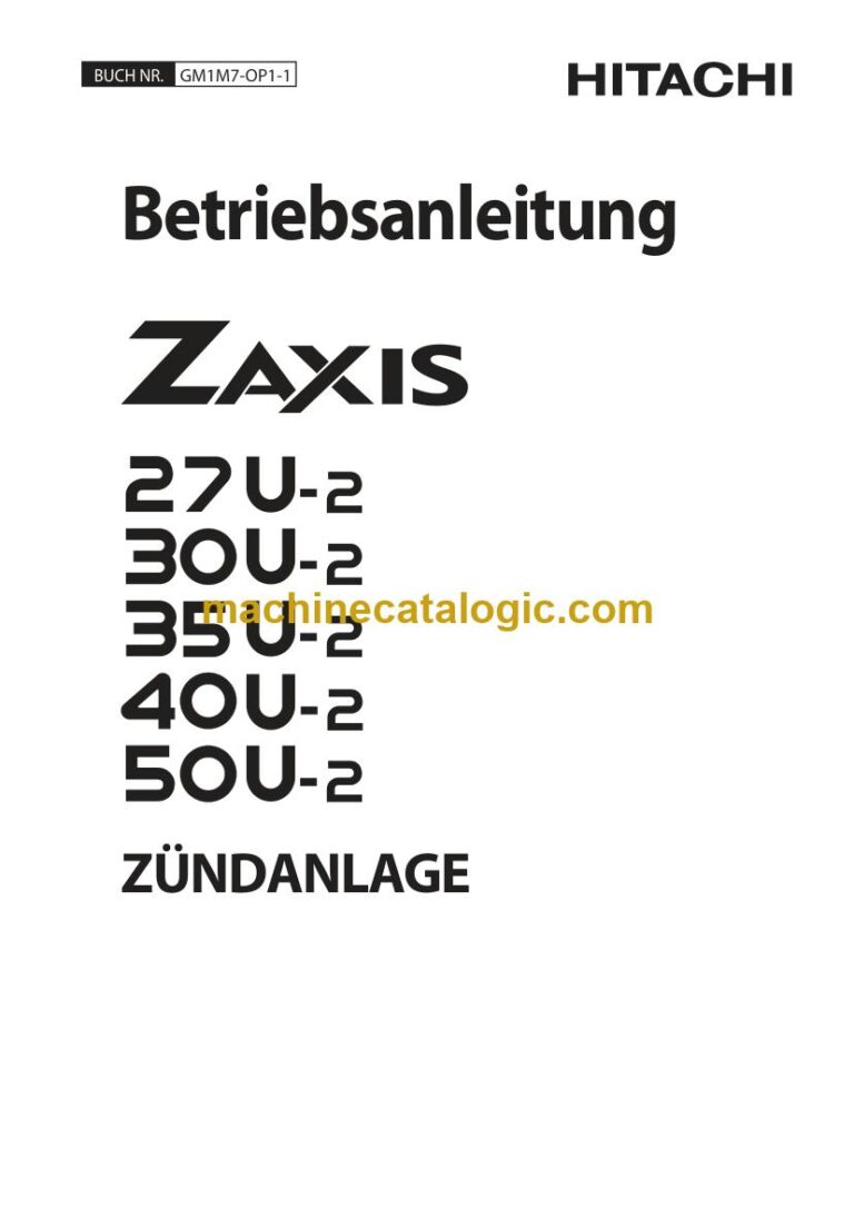 Hitachi ZX35U-2, ZX40U-2 Hydraulikbagger Zündanlage Betriebsanleitung (GM1M7-OP1-1) – Deckblatt