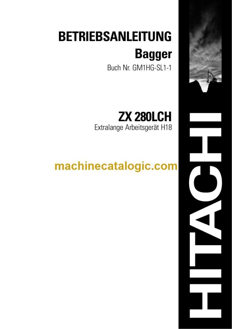 Hitachi ZX280LCH Hydraulikbagger Extralanges Arbeitsgerät (Typ H18) Betriebsanleitung (GM1HG-SL1-1) – Deckblatt