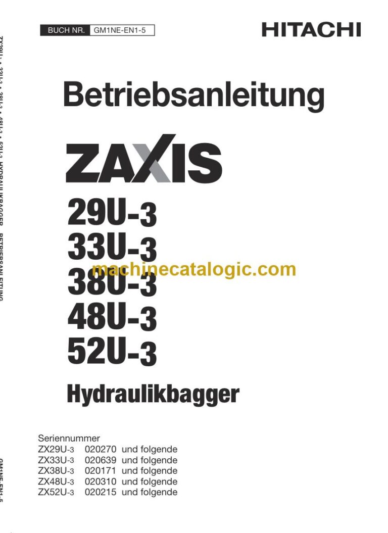 Hitachi ZX38U-3, ZX48U-3 Hydraulikbagger Betriebsanleitung (GM1NE-EN1-5) – Deckblatt
