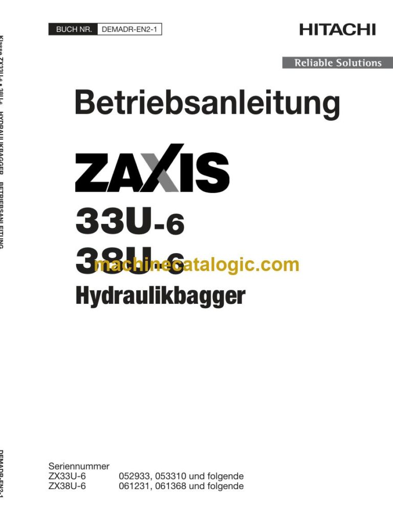 Hitachi ZX33U-6, ZX38U-6 Hydraulikbagger Betriebsanleitung (DEMADR-EN2-1) – Deckblatt