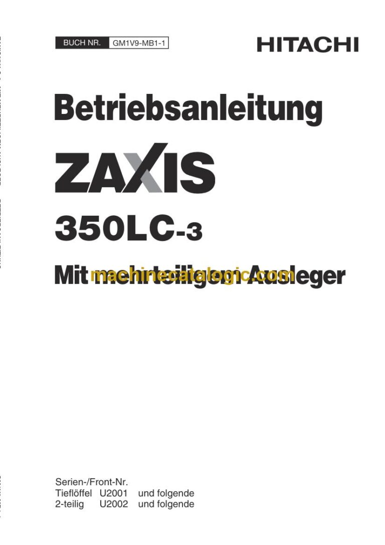 Hitachi ZX350LC-3 Hydraulikbagger Mehrteiliger Ausleger Betriebsanleitung (GM1V9-MB1-1) – Deckblatt