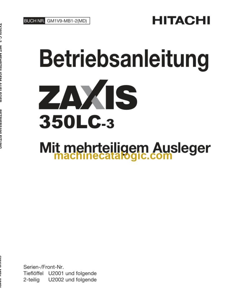 Hitachi ZX350LC-3 Hydraulikbagger Mehrteiliger Ausleger Betriebsanleitung (GM1V9-MB1-2-MD) – Deckblatt