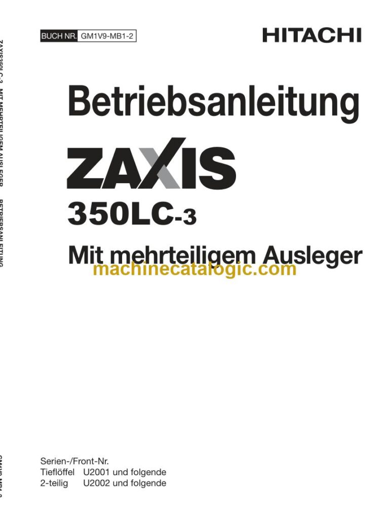 Hitachi ZX350LC-3 Hydraulikbagger Betriebsanleitung (GM1V9-MB1-2) – Deckblatt