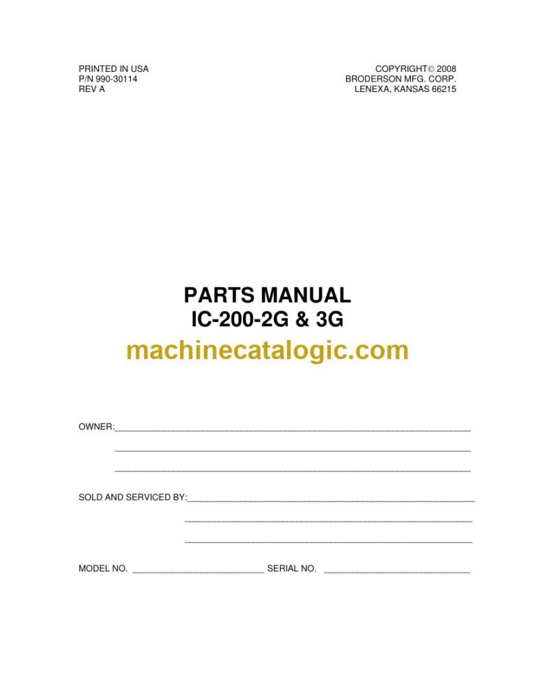 Broderson IC-200-2G + IC-200-3G Pick and Carry Crane Parts Manual