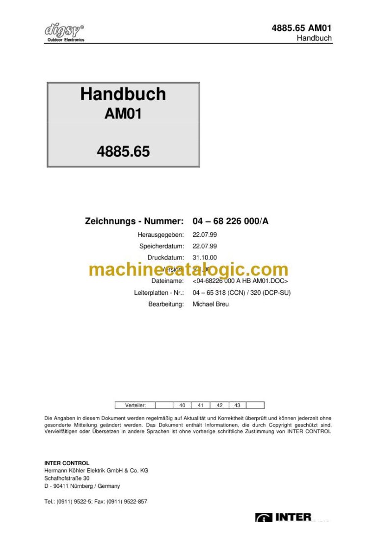 Inter Control AM01 Load Moment Indicator Technical Handbook