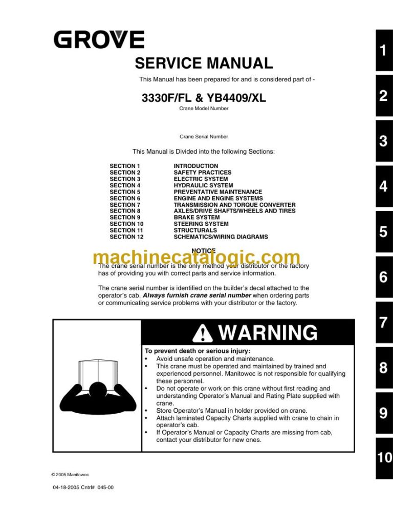 Grove 3330F/FL and YB4409/XL Rough Terrain Crane Service Manual