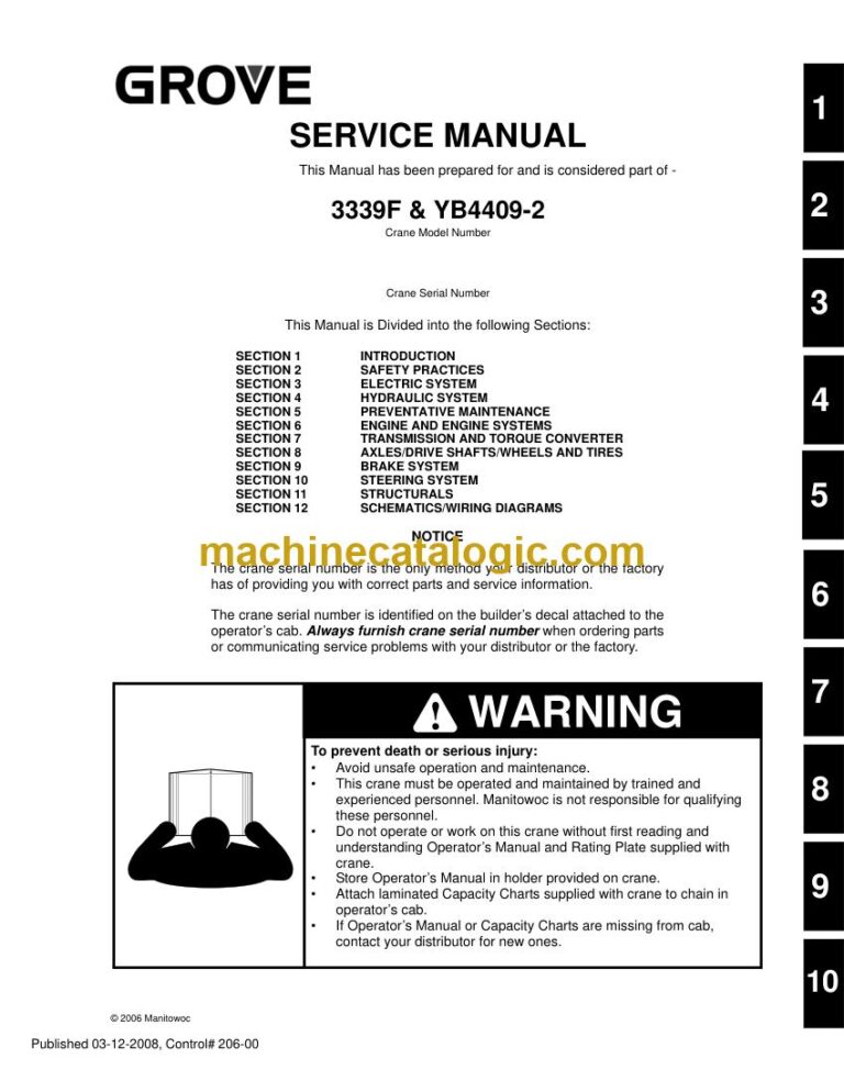 Grove 3339F and YB4409-2 Rough Terrain Crane Service Manual
