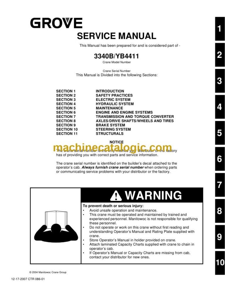 Grove 3340B and YB4411 Rough Terrain Crane Service Manual