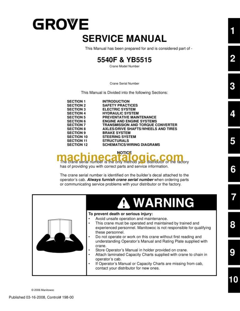 Grove 5540F and YB5515 Rough Terrain Crane Service Manual