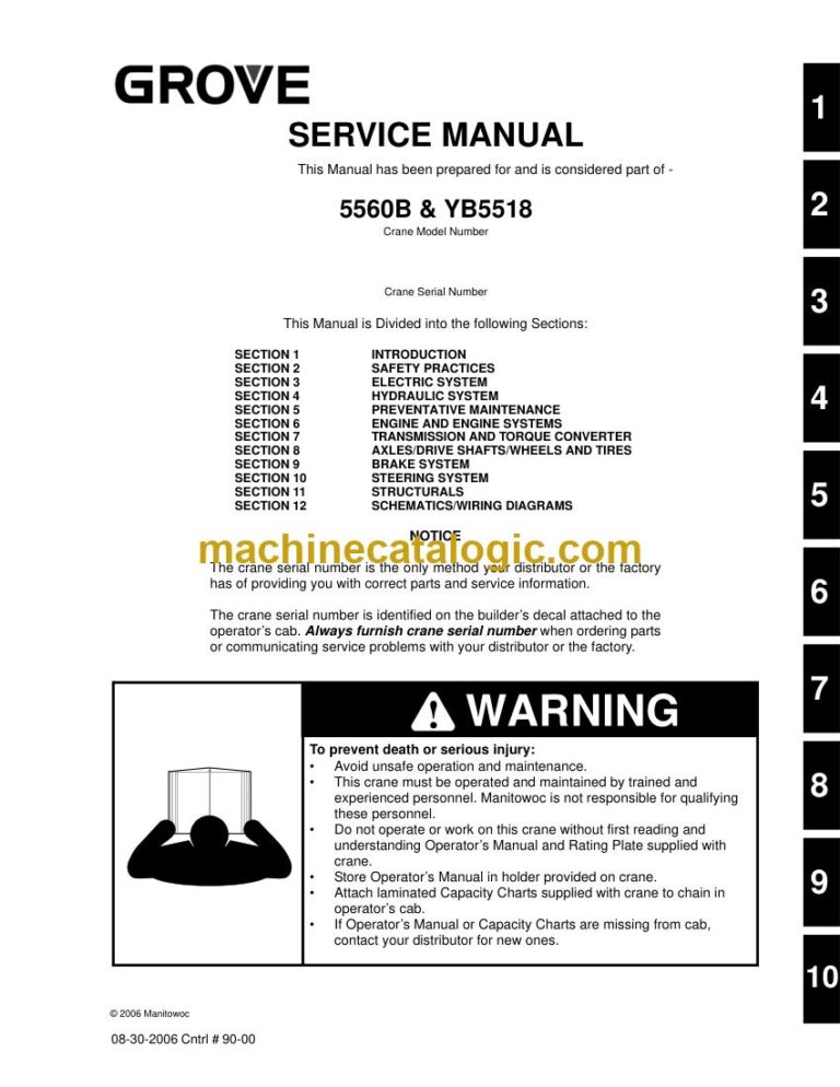 Grove 5560B and YB5518 Rough Terrain Crane Service Manual